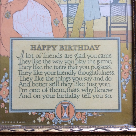 Vintage ‘Happy Birthday ‘ Print Circa 1930’s - Picture 4 of 8